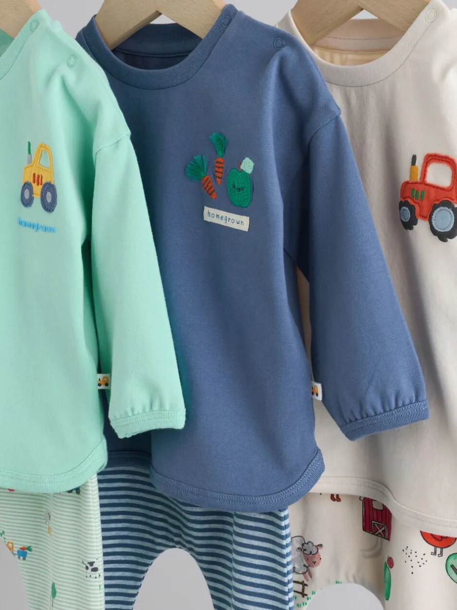Sets En Combisets|Tops|Next Felgekleurd met boerderijprint - Tops en Leggings 6 -delige babyset (0mnd-3jr)