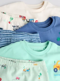 Sets En Combisets|Tops|Next Felgekleurd met boerderijprint - Tops en Leggings 6 -delige babyset (0mnd-3jr)