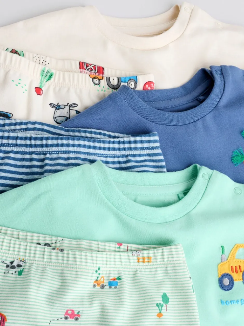 Sets En Combisets|Tops|Next Felgekleurd met boerderijprint - Tops en Leggings 6 -delige babyset (0mnd-3jr)