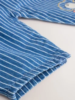 Rompertjes En Tuinbroeken*Next - Babyset van denim bretelbroeken en bodysuit (0 mnd - 2 jr) Felgekleurde streep met figuurtjes