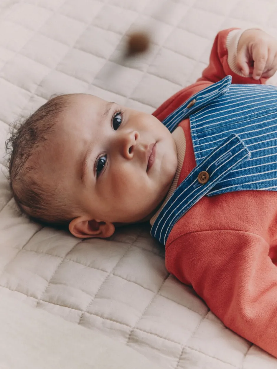 Rompertjes En Tuinbroeken*Next - Babyset van denim bretelbroeken en bodysuit (0 mnd - 2 jr) Felgekleurde streep met figuurtjes