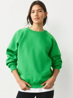 Hoody's En Sweatshirts*Next - Relaxed Fit Heavyweight Regular Crew Neck Sweatshirt Felgroen