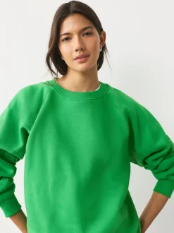 Hoody's En Sweatshirts*Next - Relaxed Fit Heavyweight Regular Crew Neck Sweatshirt Felgroen