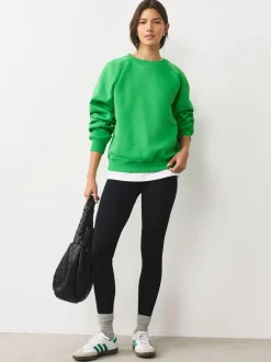 Hoody's En Sweatshirts*Next - Relaxed Fit Heavyweight Regular Crew Neck Sweatshirt Felgroen