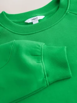 Hoody's En Sweatshirts*Next - Relaxed Fit Heavyweight Regular Crew Neck Sweatshirt Felgroen