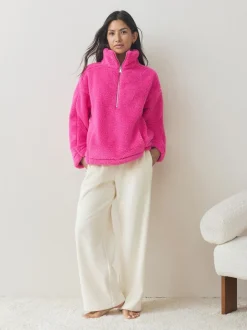 Hoody's En Sweatshirts*Next Felroze - Borg fleece met korte rits
