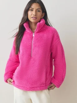 Hoody's En Sweatshirts*Next Felroze - Borg fleece met korte rits