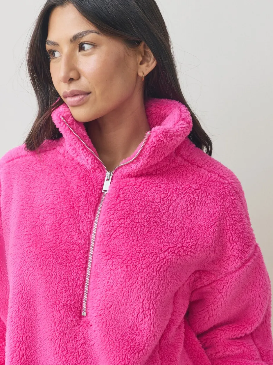 Hoody's En Sweatshirts*Next Felroze - Borg fleece met korte rits
