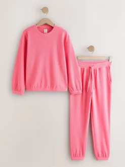 Pyjama's|Loungewear|Next Felroze - Gezellige pyjama met wafeldessin en lange mouwen