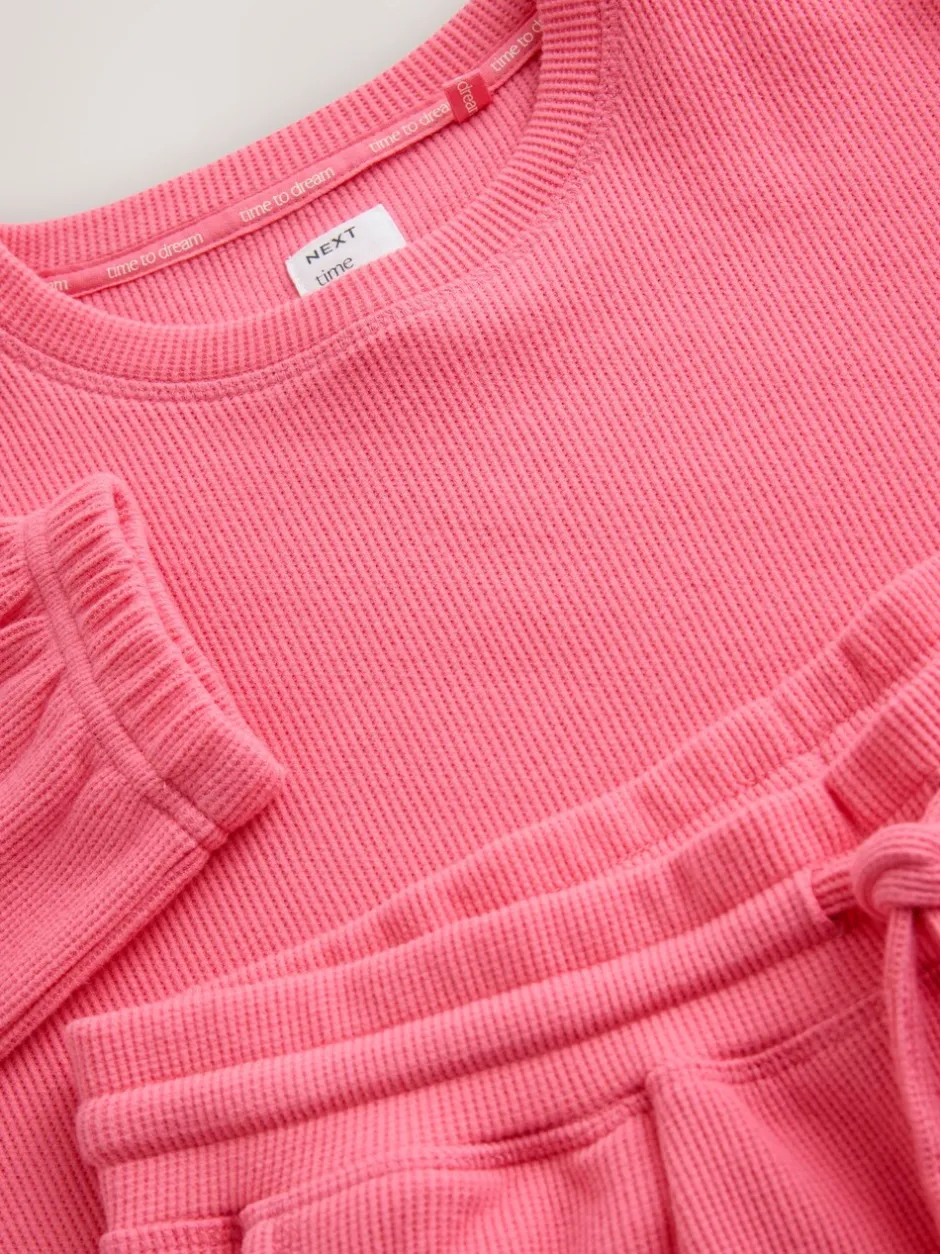 Pyjama's|Loungewear|Next Felroze - Gezellige pyjama met wafeldessin en lange mouwen