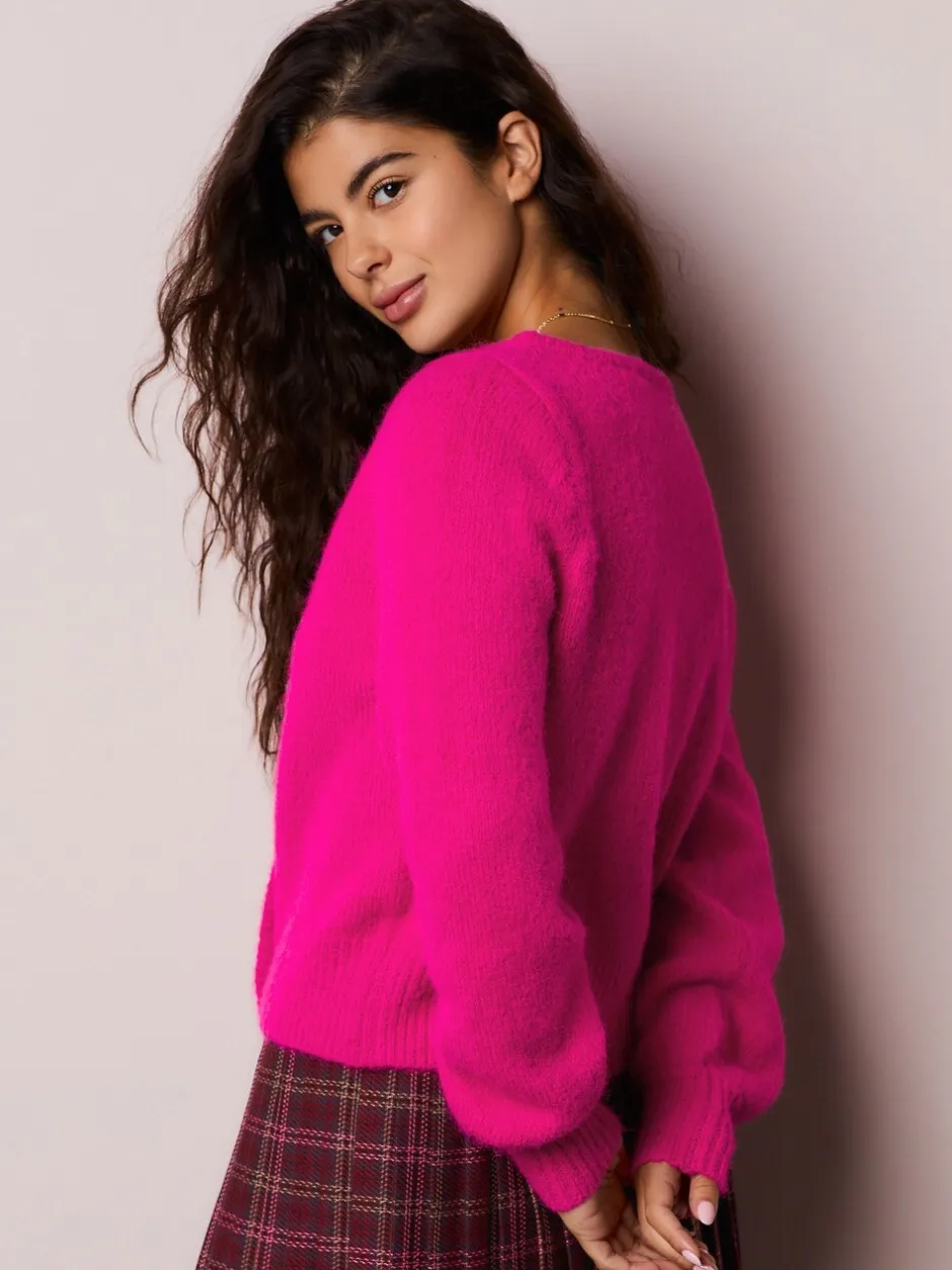 Gebreide Kleding*Next - Heart Button Cardigan With Wool Felroze