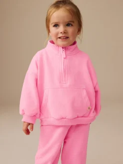 Truien En Breisels|Sets En Outfits*Next Felroze - Sweatshirt met kwartrits (3mnd -7jr)