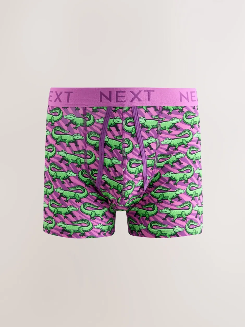 Ondergoed|Ondergoed|Next Felroze/Blauw Dierenprint - Boxershorts met A-voorkant