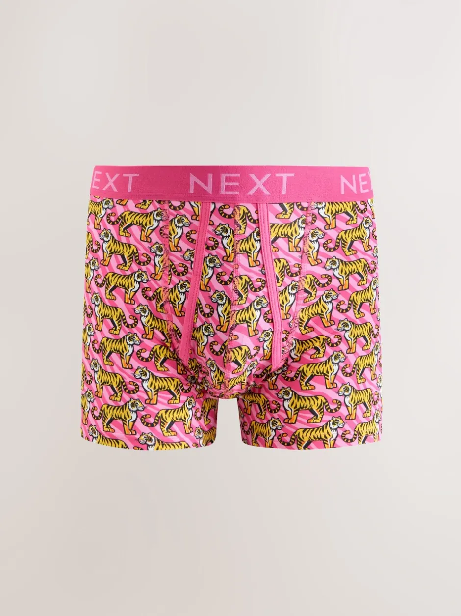 Ondergoed|Ondergoed|Next Felroze/Blauw Dierenprint - Boxershorts met A-voorkant
