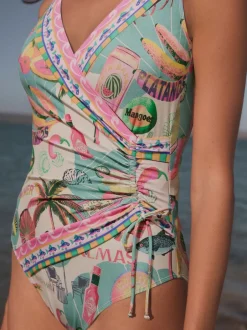 Badkleding*Next Figurenprint - Badpak met vormgevende zijrimpeling en buikcorrectie
