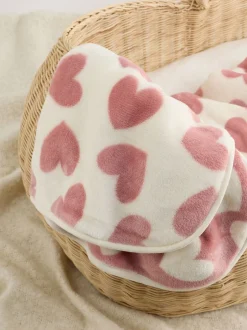 Babyartikelen En Slaapzakken |Kinderbeddengoed|Next Fleece babydekentje Roze met hartjes