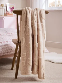 Kinderbeddengoed|Next Fleece sprei Crème met hartprint