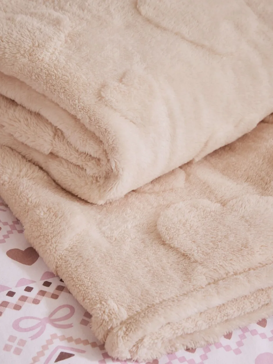 Kinderbeddengoed|Next Fleece sprei Crème met hartprint