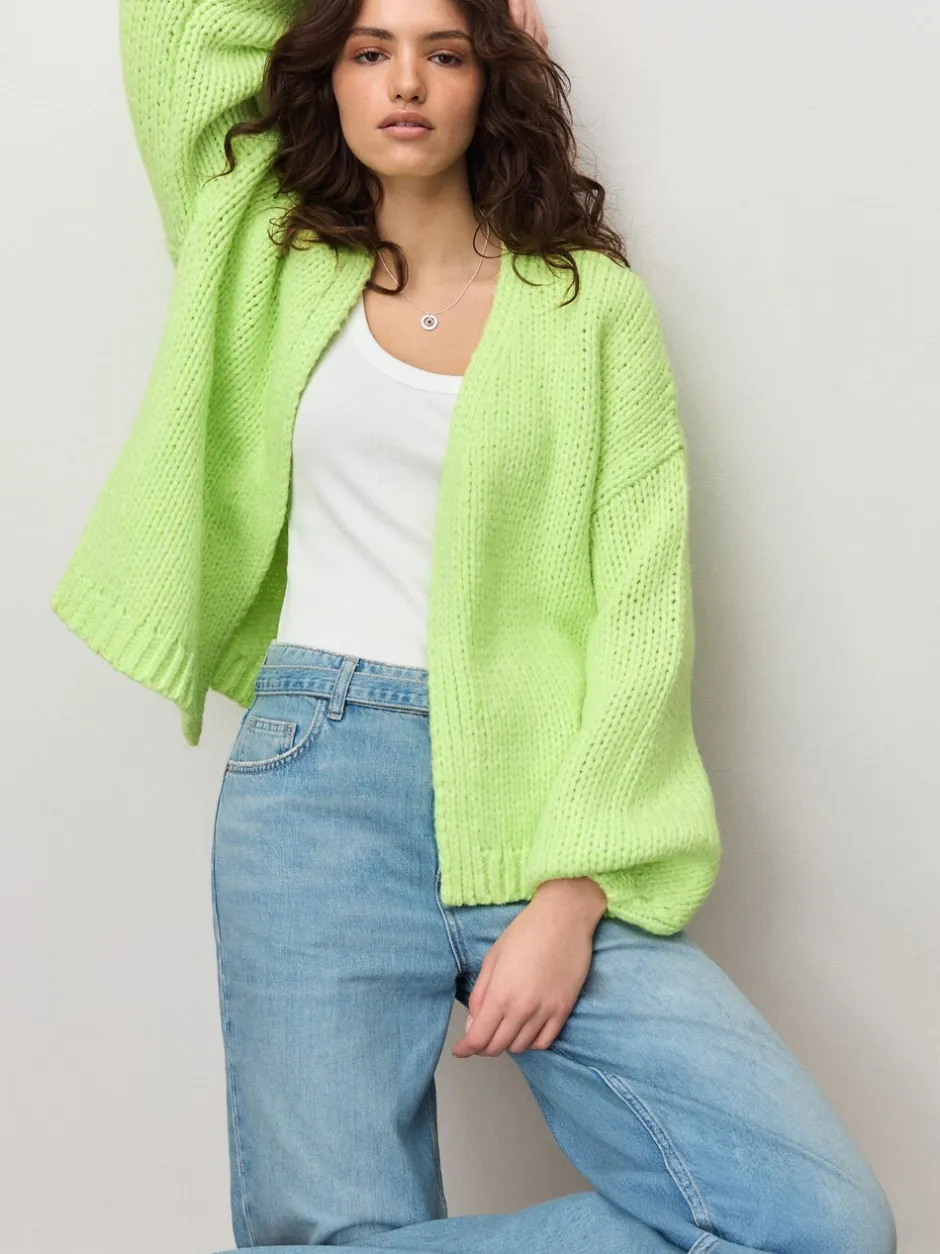 Gebreide Kleding|Next Fluoriserend groen - Zacht aanvoelend Grof gebreid vest