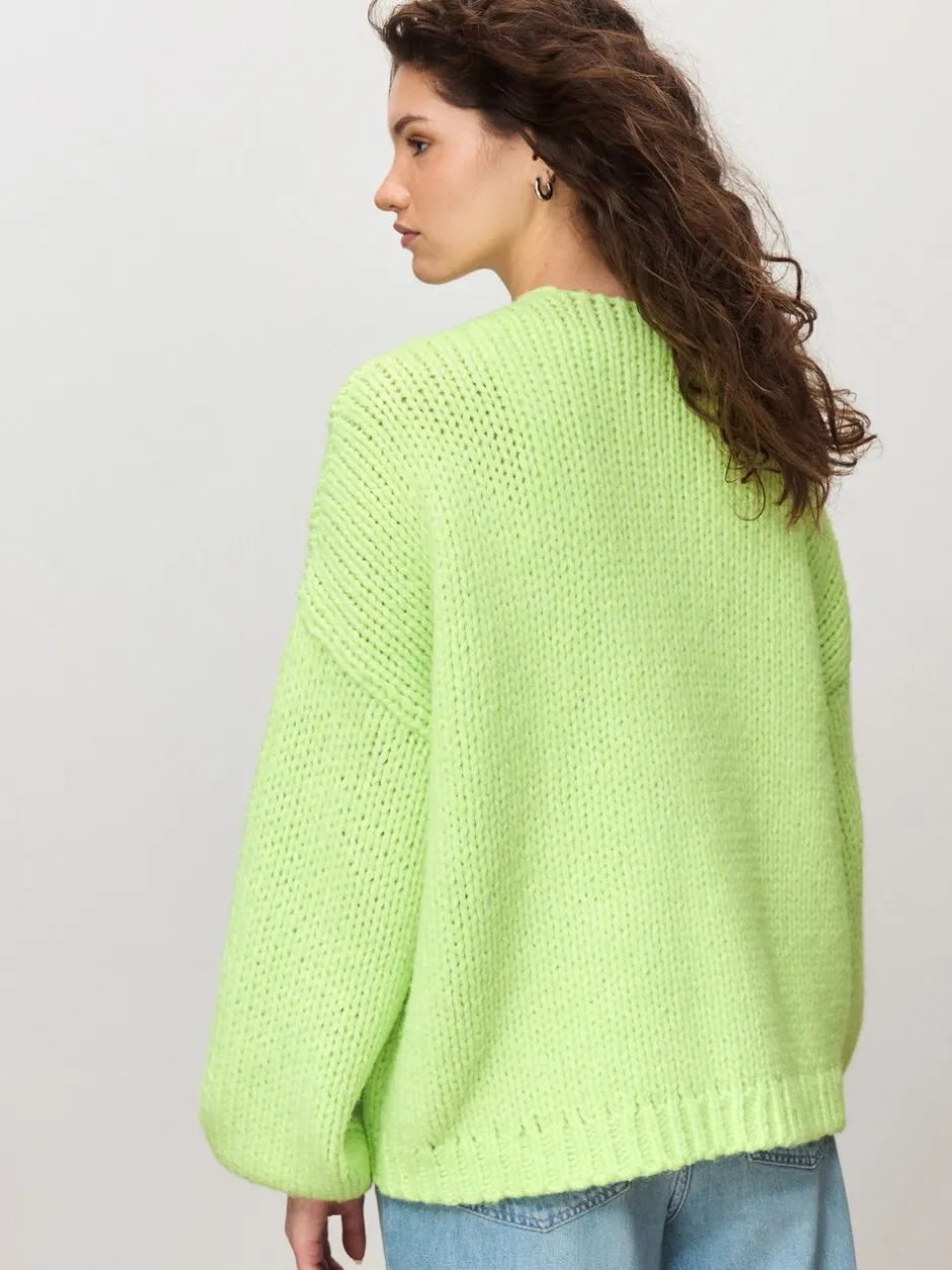Gebreide Kleding|Next Fluoriserend groen - Zacht aanvoelend Grof gebreid vest