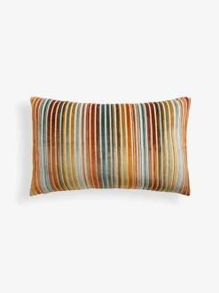 Kussentjes En Plaids|Kussentjes En Plaids*Next Fluwelen gestreept kussen Oranje