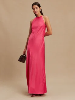 Gelegenheidskleding*Next - Bridesmaids Satin Halterneck Maxi Dress Framboosroze