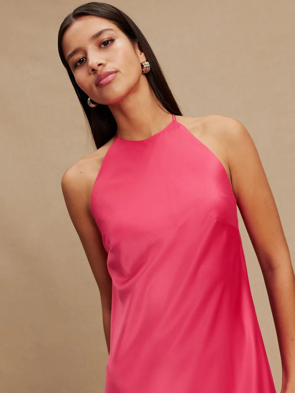 Gelegenheidskleding*Next - Bridesmaids Satin Halterneck Maxi Dress Framboosroze