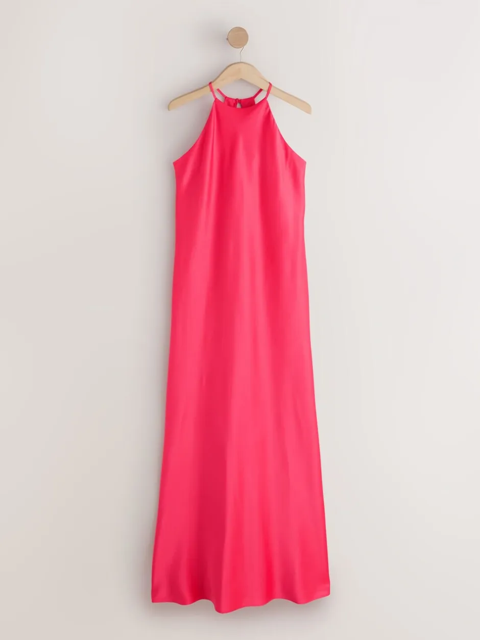 Gelegenheidskleding*Next - Bridesmaids Satin Halterneck Maxi Dress Framboosroze