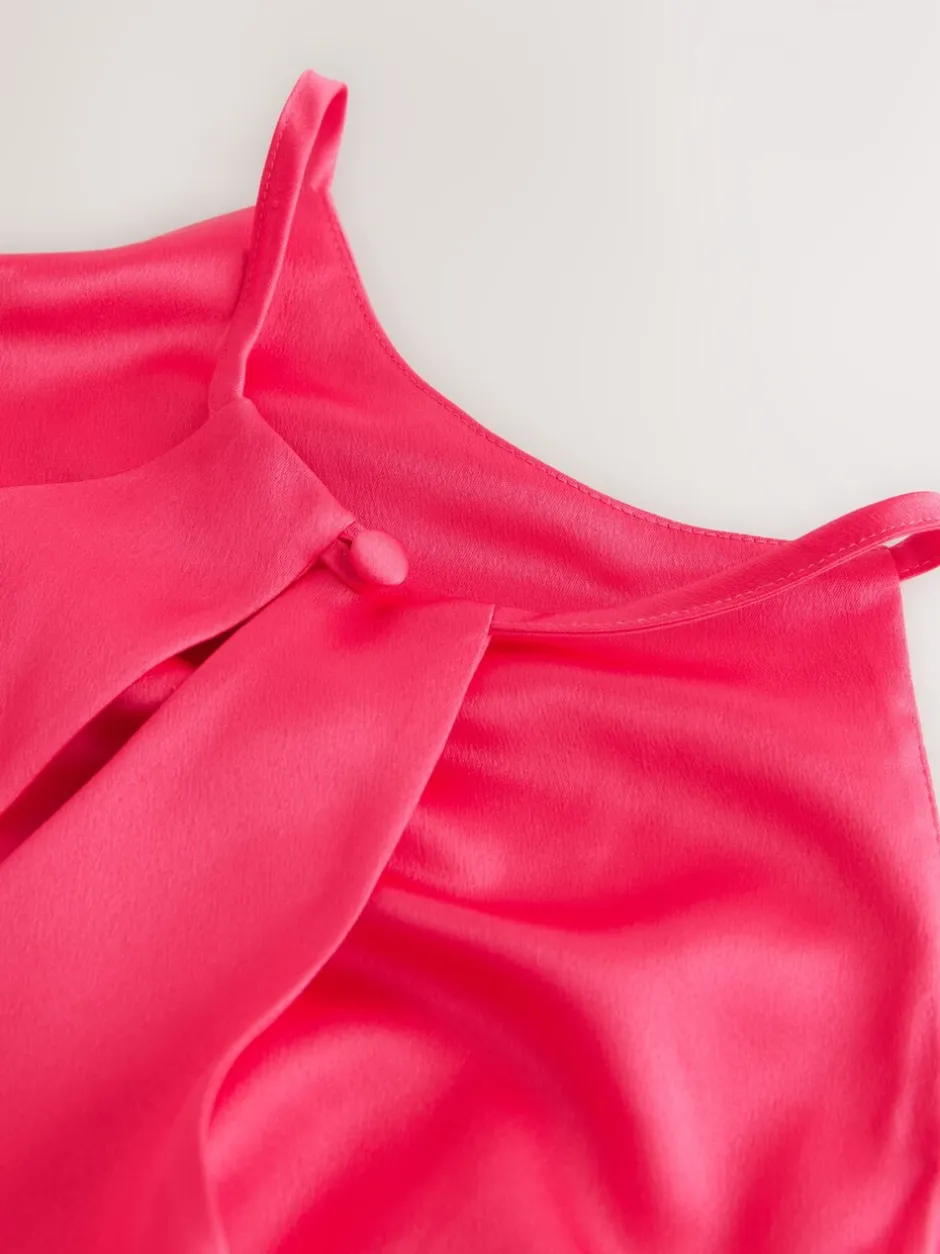 Gelegenheidskleding*Next - Bridesmaids Satin Halterneck Maxi Dress Framboosroze