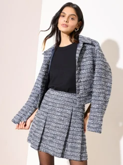 Rokken|Friends Like These - Geplooide bouclé minirok