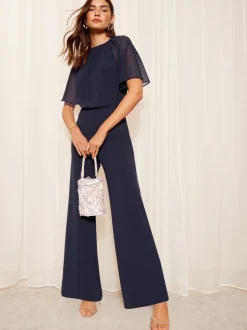 Jumpsuits En Playsuits|Friends Like These Chiffon Flutter Sleeve Scuba Jumpsuit