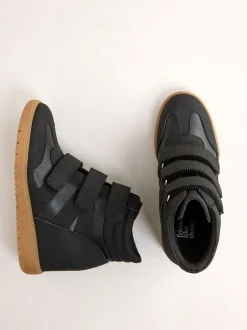 Sneakers*Friends Like These Faux Leather Velcro High Top Wedge Casual Trainers