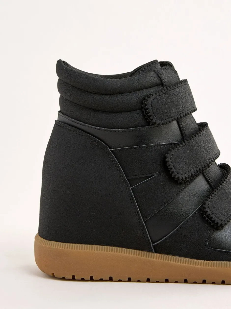 Sneakers*Friends Like These Faux Leather Velcro High Top Wedge Casual Trainers
