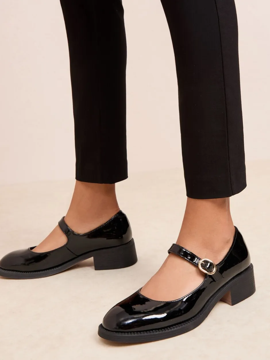 Schoenen Met Hakken|Friends Like These Low Block Heel Buckle Patent Faux Leather Maryjane Shoes