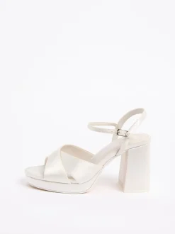 Gelegenheidskleding|Friends Like These Satin Mid Block Heel Cross Strap Platform Bridal Sandals