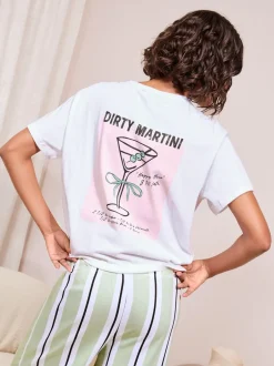 Pyjama's|Loungewear|Friends Like These Stripe Martini Short Sleeve Pyjamas