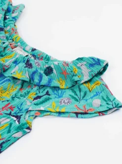 Tuinbroeken|Frugi Blue Maris Playsuit Dungarees