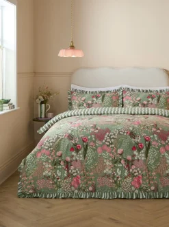 Beddengoedsets En Dekbedovertrekken|Furn Gardenia Reversable Duvet Cover Set Roze met bosprint