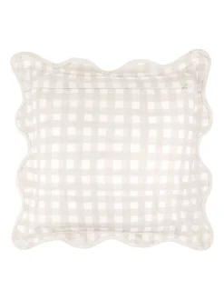 Kussentjes En Plaids|Kussentjes En Plaids*Furn . Scallop Edge Gingham Cushion Natuurlijk