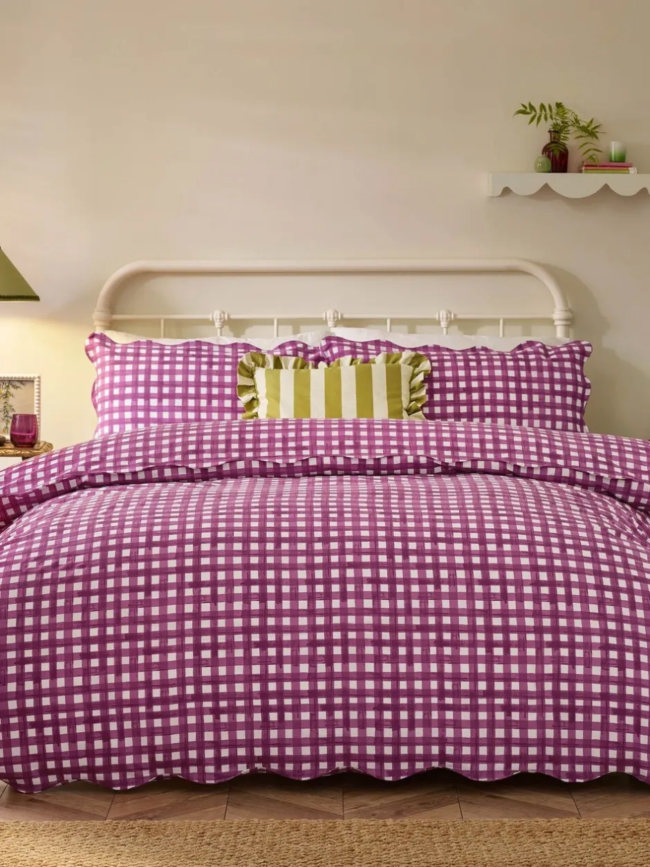 Beddengoedsets En Dekbedovertrekken|Furn Scalloped Edge Gingham Duvet Set