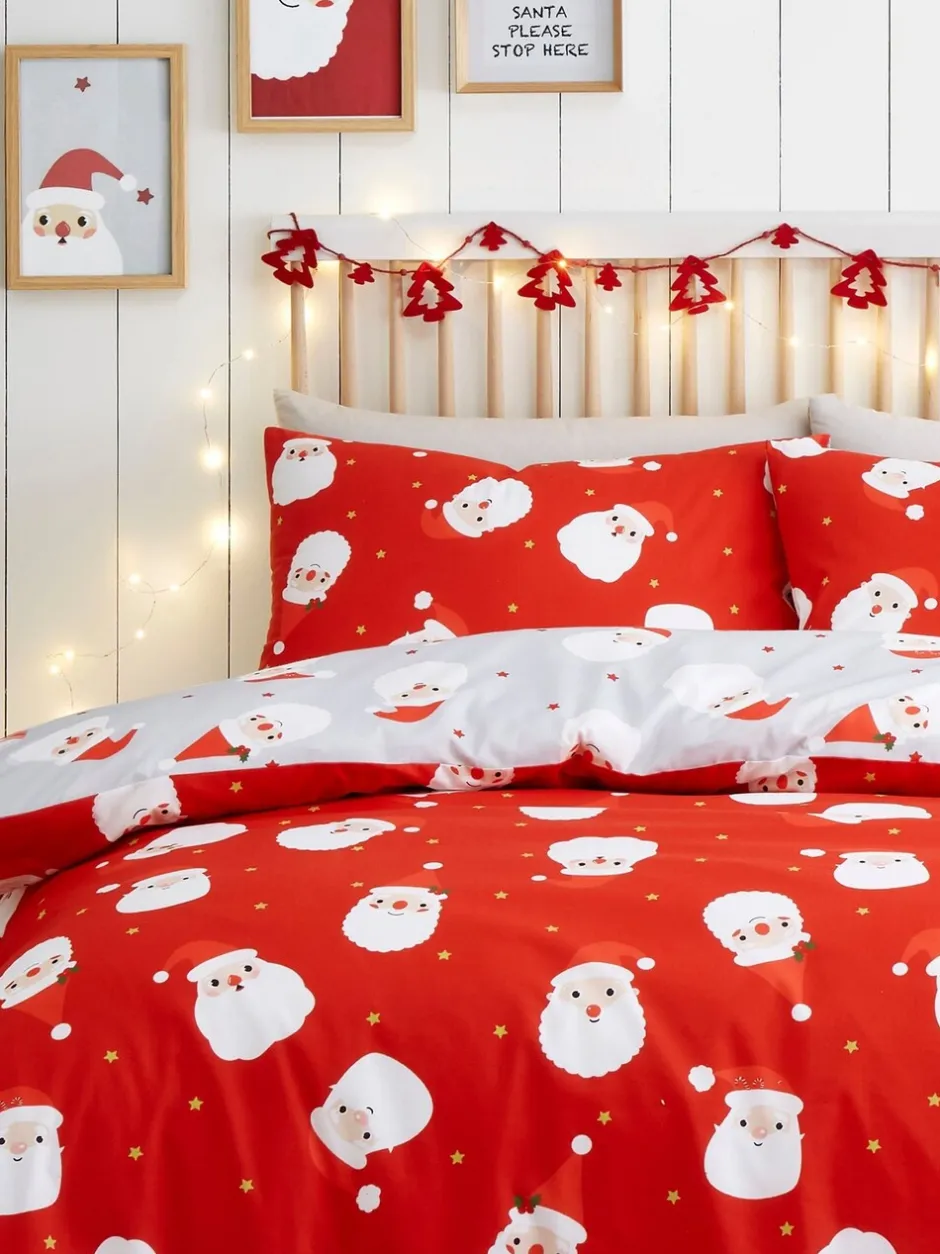 Kinderbeddengoed|Fusion Easycare Kerstmis Dekbedovertrek Set Rode Vrolijke Kerstman