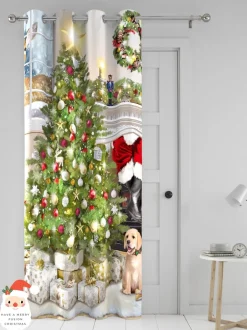 Gordijnen|Gordijnen|Fusion Kerstmis Boom Feestelijk Ringgordijn Enkel Paneel