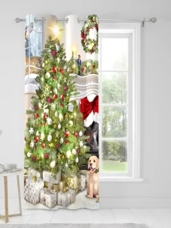 Gordijnen|Gordijnen|Fusion Kerstmis Boom Feestelijk Ringgordijn Enkel Paneel