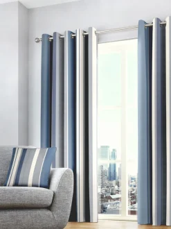 Gordijnen|Gordijnen*Fusion Whitworth ringgordijnen Blauw