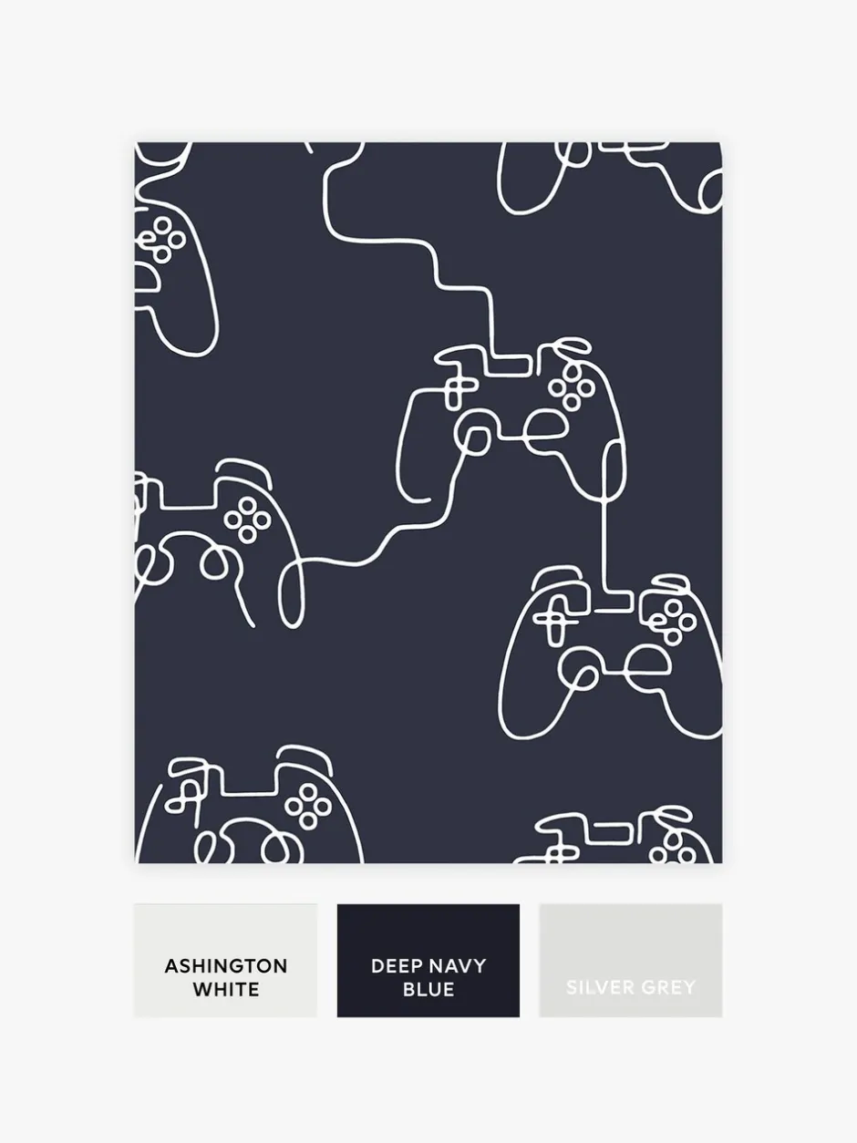 Behang*Next Gamer Doodle 10M Wallpaper Blauw
