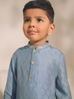 Kurtas|Shirts|Next Geborduurde blauwe bladeren - Eid Koerta (3mnd -16jr)