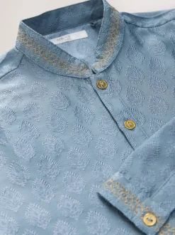 Kurtas|Shirts|Next Geborduurde blauwe bladeren - Eid Koerta (3mnd -16jr)