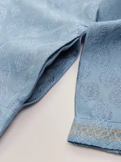 Kurtas|Shirts|Next Geborduurde blauwe bladeren - Eid Koerta (3mnd -16jr)