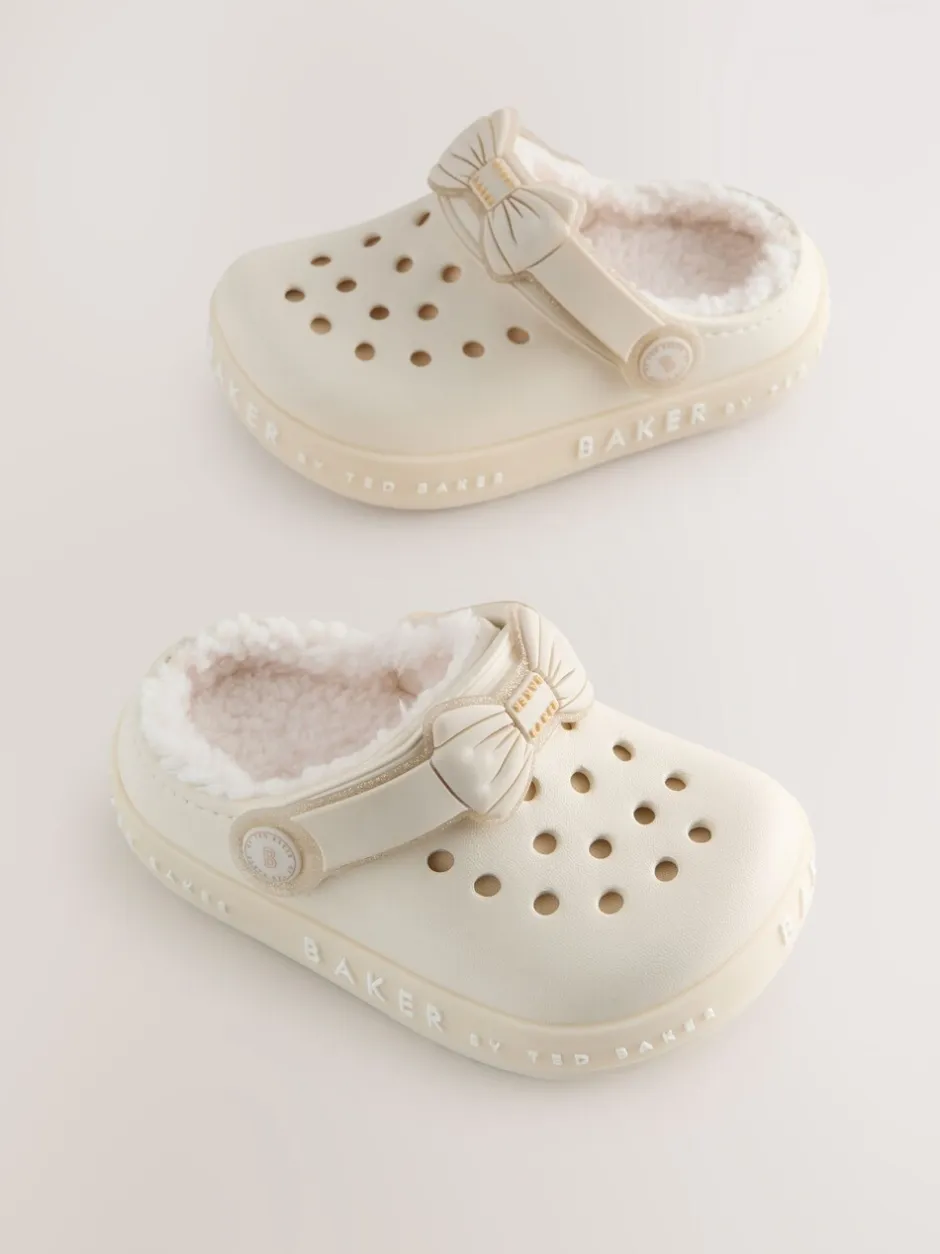 Pantoffels|Baker by Ted Baker - met borg gevoerde klomppantoffels voor meisjes Gebroken wit
