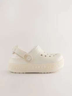 Pantoffels|Baker by Ted Baker - met borg gevoerde klomppantoffels voor meisjes Gebroken wit